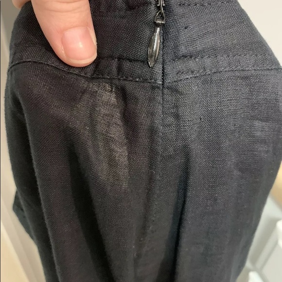 Ann Taylor Linen A-Line pleated Skirt Black with White Embroidery Detail Size 4 - Picture 8 of 9